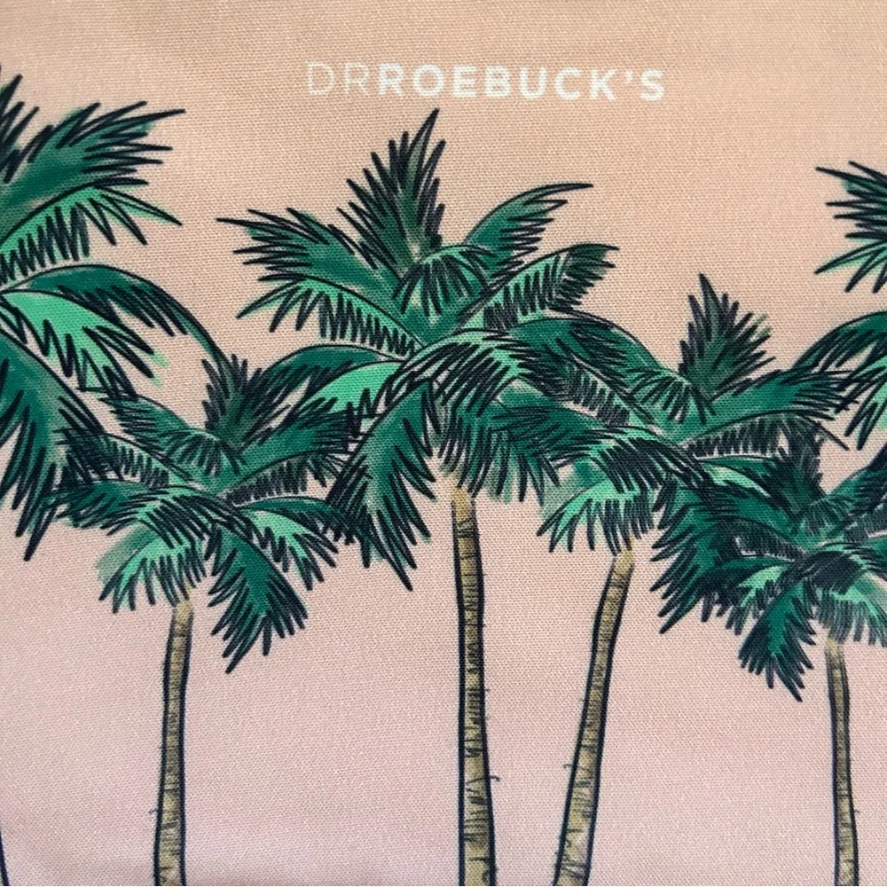 Dr. Roebucks Pink Palm Tree Print Travel Makeup Pouch Cosmetic Bag Vacation